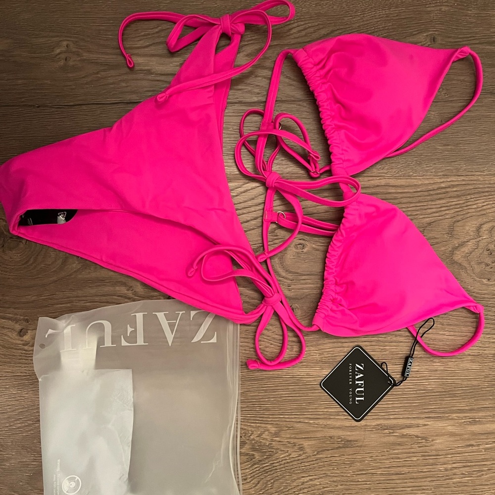 Brand new ZAFUL Women's Whip Stitch Textured String Triangle Bikini Set